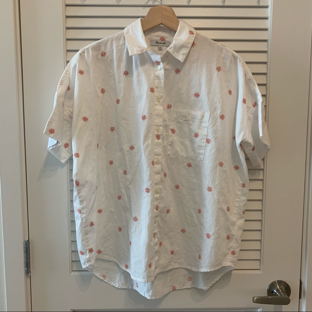Madewell short sleeve embroidered shirt
